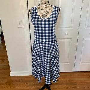 Blue and White Checkered Sleeveless Dress